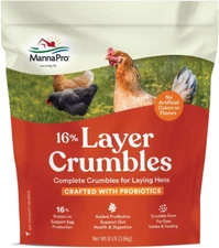 Manna Pro Chicken Feed – 16% Protein Layer Crumbles with Probiotics, Complete Ch