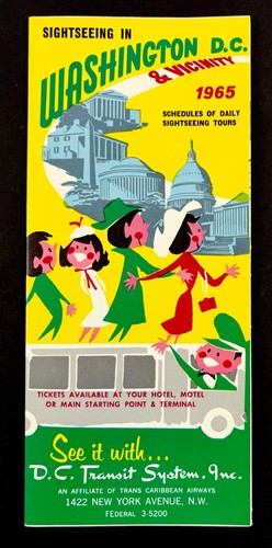 1965 Sightseeing Tours Washington DC Transit System Vintage Travel Brochure