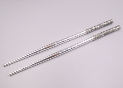 Real 999 Silver Chopsticks Home Tableware 福 Blessing Lucky Silver