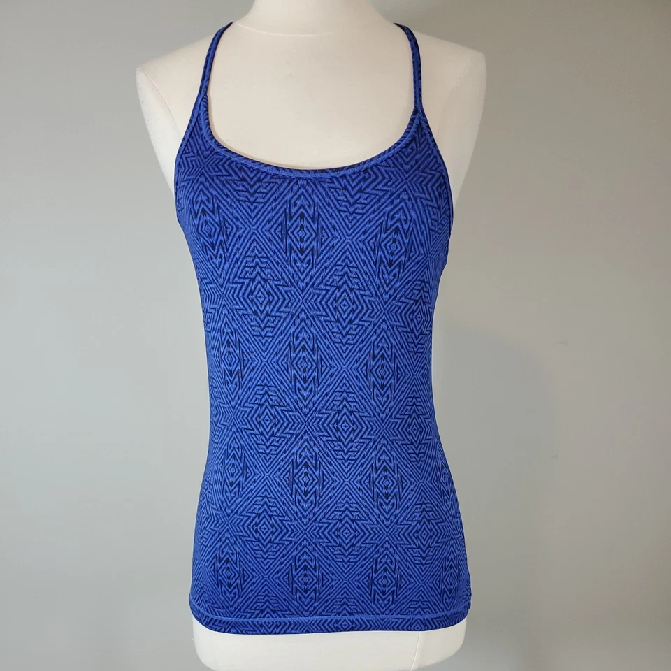 Camisa de treino esportiva feminina EMS Eastern Mountain Sports XS azul preta traseira de corrida - Imagem 2 de 4