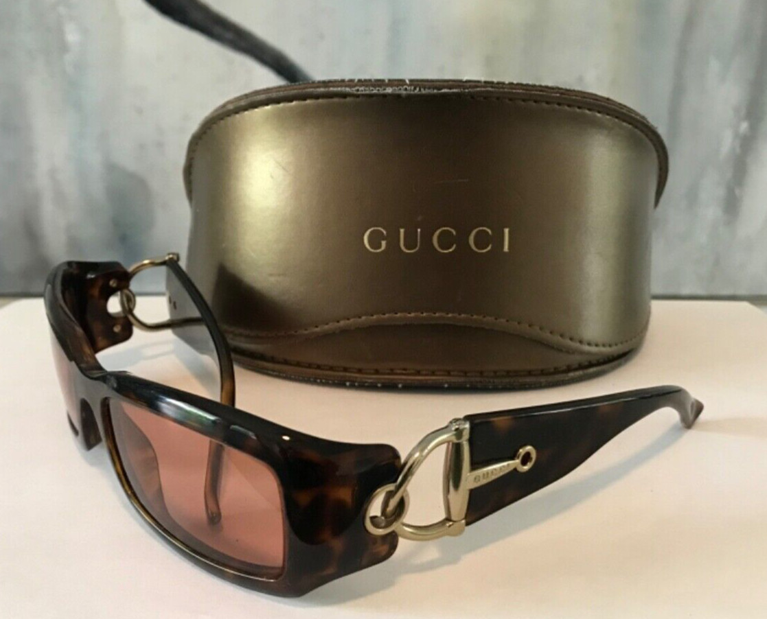 Vtg GUCCI Tortoise Horsebit Sunglasses Brown GG2943/S… Gem