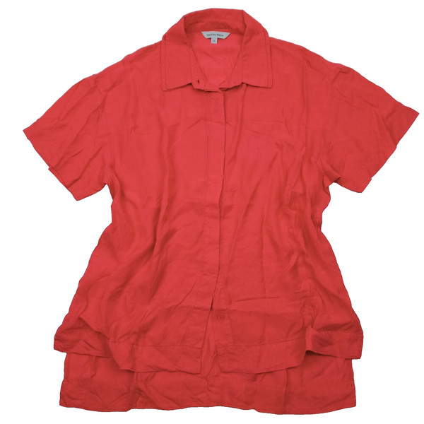 veronika maine Women Top Pink Red Size 8 Button Up Shirt Business Casual