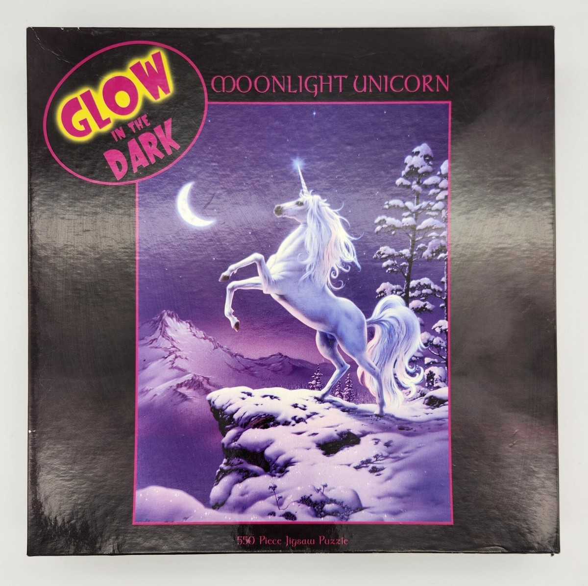 Vintage 1980s Ceaco Glow in the Dark Moonlight Unicorn 550 Piece