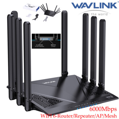 WAVLINK AX6000 Dual Band WiFi 6 Extender Gaming Router 6000 Mbps Repeater 4*LAN