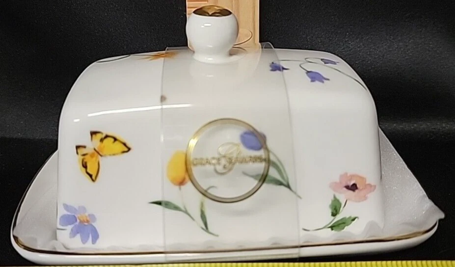 Grace Teaware Floral Butter Dish Butterflies & Flowers NEW
Opens in a new window or tab