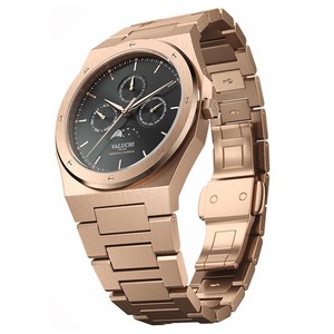 Valuchi Lunar Calendar Automatique Phase de Lune Acier Date Or Rose Montre  Homme | eBay