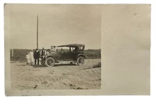 Postcard Antique Classic Car Men Women Children Posing Automobile Auto RPPC