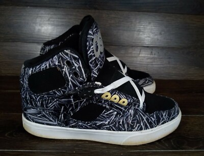 Osiris NYC 83 Skate Shoes SIZE 9.5 Black/Silver/Metallic Shine