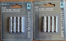 LOT of 2 Ni-MH 4 Pack Rechargeable Battery AAA 1.2V 8 total NEW SEALED Batteries
