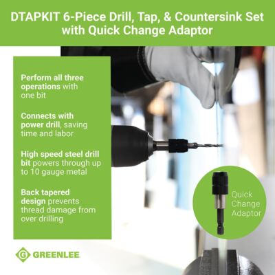 Greenlee DTAPKIT Drill/Tap Kit for Metal One-Step Drilling Tapping