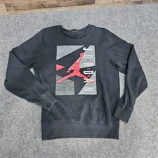 Nike Air Jordan Sweatshirt Men Sm Black Jumpman Fleece Pullover Retro Ft Print