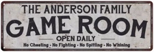 THE ANDERSON FAMILY Personalized Game Room Country Metal  Sign 106180042831