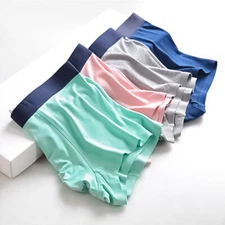 Mens Underwear Ice Silk Panties Thin Breathable U Bulge Pouch Cool Summer Undies