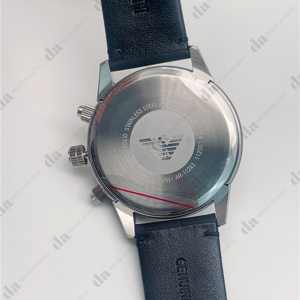Emporio Armani AR11243 Black Dial Quartz Black Leather Strap
