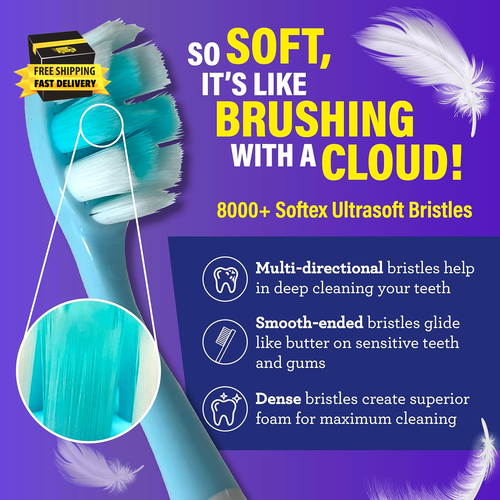 Butter on Gums Toothbrush with Extra Soft Bristles for Sensitive Gums, Soft Toot - Picture 5 of 10