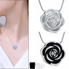 Rose Flower Cremation Ashes Urn Pendant Necklace Keepsake Ashes Memorial Jewelry