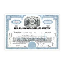 Erie-Lackawanna Railroad Co. Stock // 1-99 Shares // Blue // 1960s-70s