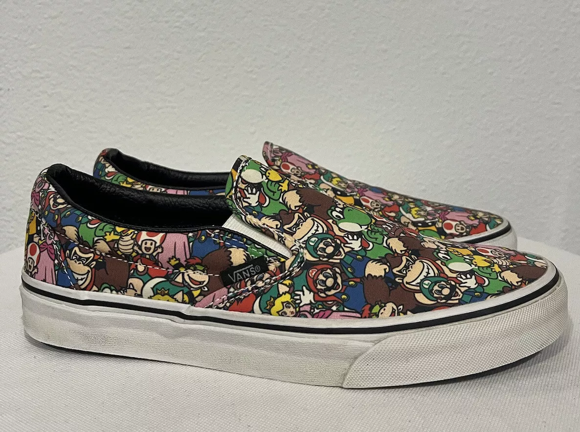 Vans X Nintendo Super Mario Slip On Shoes Men s Sz 8 luigi yoshi donkey kong