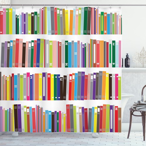LAEDCIITI Duschvorhang Mit Vintage-Bücherregal-Motiv, 178x178 Cm – Polyester, Maschinenwaschbar, Inkl. 12 Haken