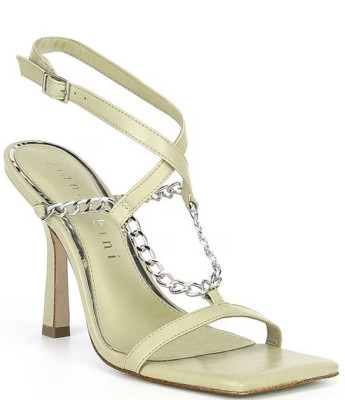 NEW Size 9.5 Women's Gianni Bini Lukkah Chain Square Toe Stiletto Heeled Sandals