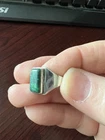 925 Sterling Silver Mens Malachite Signet Ring Size 9.75 Vintage