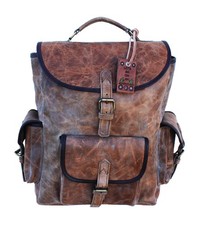 Challenger Full Grain Dark Brown Leather Backpack Multipurpose Travel Bag