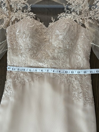 Wedding Dress Lan Ting Bride TS Couture Ivory Illusion A-Line Sleeve Small NEW! - Afbeelding 6 van 16