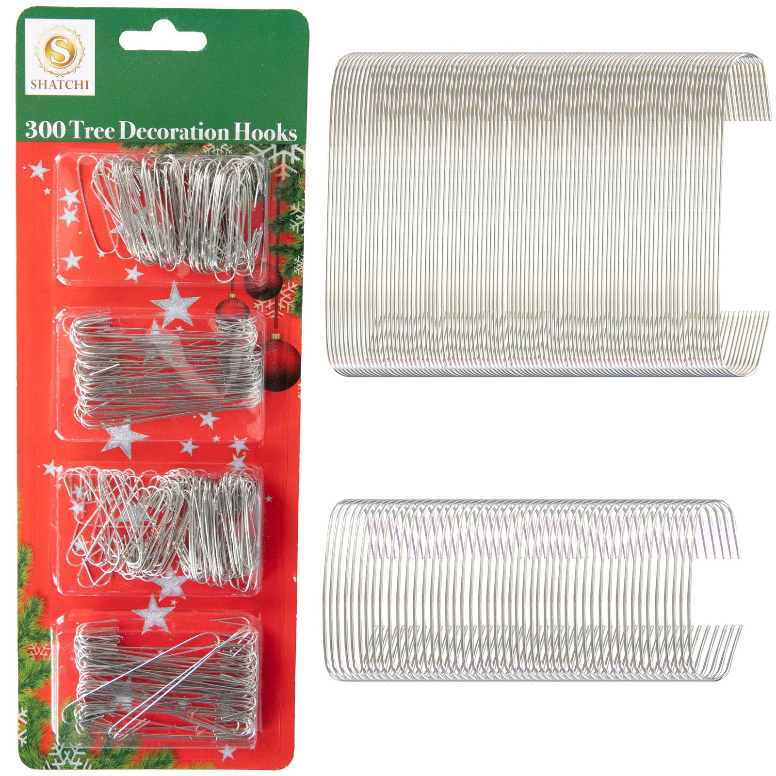 300Pcs Silver Christmas Ornaments Hangers Hooks Wire – Assorted Sizes for Chr...