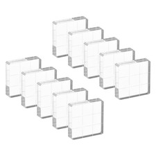 Acrylic Stamp Block, 10 Pack Square Shape with Grid Lines, 1.22" x 1.22"