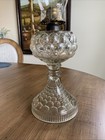 Antique Fishscale, Pattern Glass Oil Kerosene Lamp, #2 Queen Anne Burner — photo 10