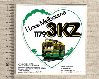 Aufkleber/Sticker I Love Melbourne Tram Radiosender 3KZ 1179 Radio Station