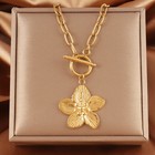 Stainless Steel Flower Pendant Necklace Hollow Hammer Pattern Jewelry Gift