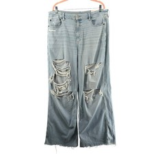 American Eagle Curvy Dreamy Drape Super High Rise Baggy Wide Leg Jeans 18 34W