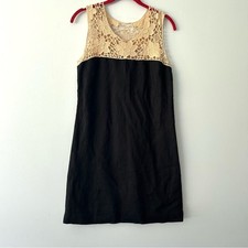 LOFT|Black Linen Dress with Cream Floral Lace Top sz 0