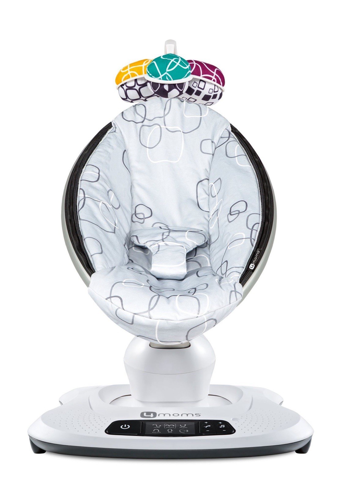4moms Sdraietta dondolo neonato bianco/grigio con poggiatesta e arco giochi