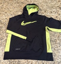 Nike Therma Fit Hoodie Youth Boys Black/Neon YL youth large sweatshirt