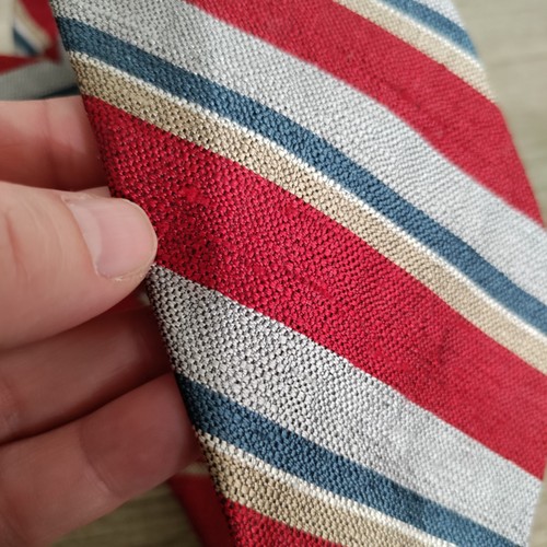 Vintage Christian Dior Tie Men’s Red Blue Preppy Stripes Silk USA Made - Picture 6 of 6