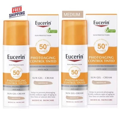 2 Eucerin Sun Photoaging Control Tinted Sun Gel-Cream  Medium Tinted SPF50+ 50ml
