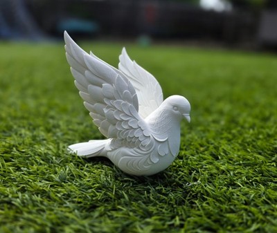 Peace Dove Sculpture, Wings Up | 6'' Tall | 3D Printed to Order | Matte White