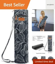 Spacious Canvas Yoga Mat Carrier with Zipper & Floral Design - Lightweight