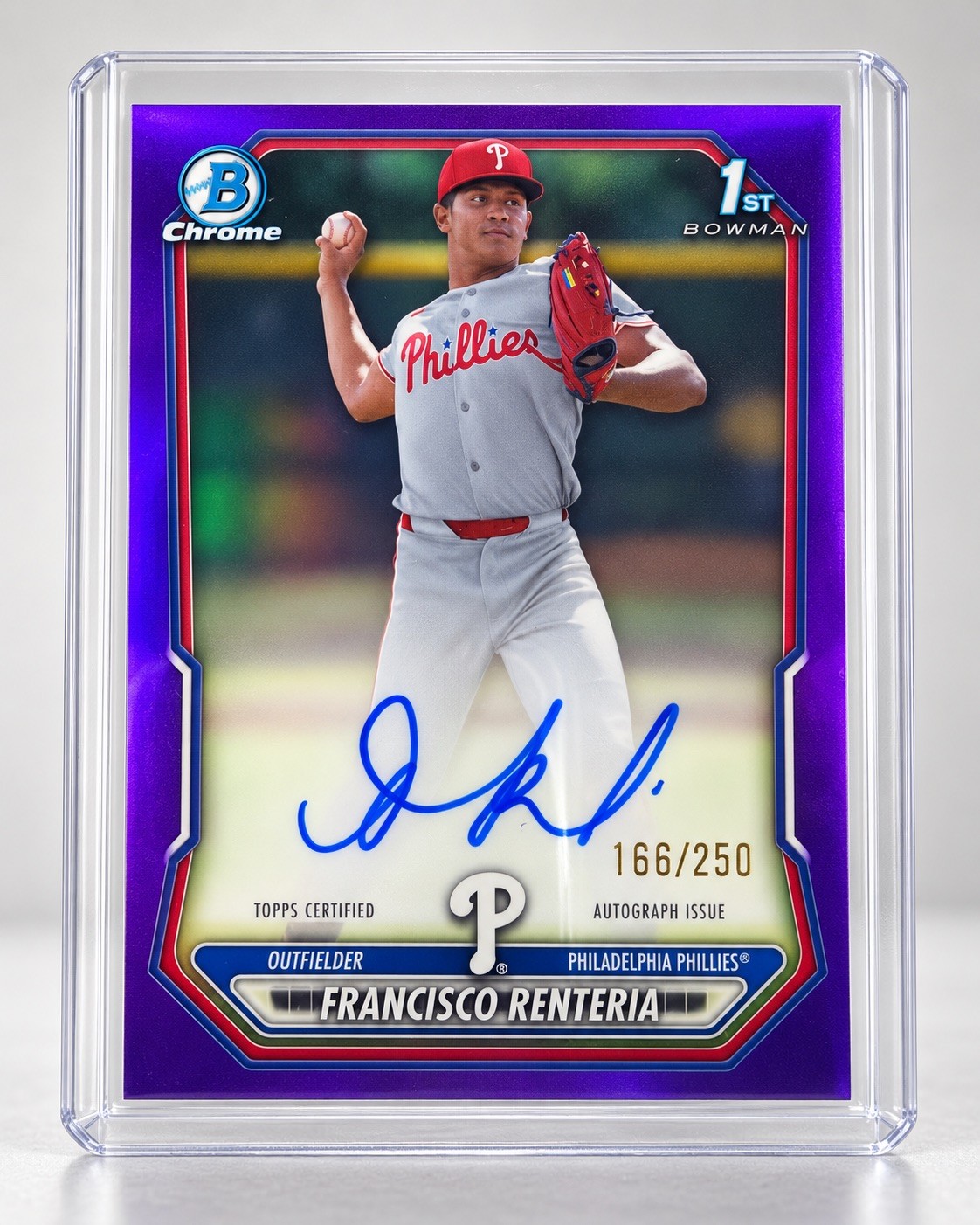 2026 Bowman Chrome Francisco Renteria 1st True Purple Auto /250 CPA-FR 🔥 view 1