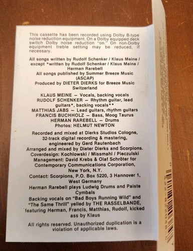 The Scorpions Love at First Sting 1984 Cassette tape RARE ALTERNATE COVER - Picture 5 of 5