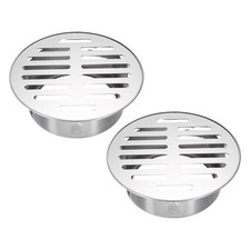 2Pcs Floor Drain Cover 110 Flat Mouth Round Snap-in Drain Strainers Silver