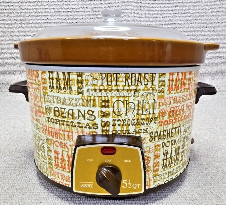 Vintage Retro 1970's Montgomery Ward Crockery Slow Cooker 5.5 Qt. Tested/Works