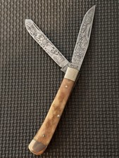 1980 BOKER Solingen Germany 2525 White Lightning Trapper 2 Blade Pocket Knife