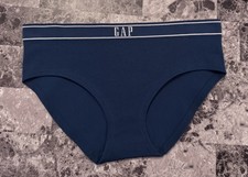 GAP BODY L TURQUOISE BLUE RIBBED STRIPE LOGO WAISTBAND SEAMLESS HIPSTER PANTIES