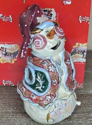 Blue Sky Clayworks Retro 9'' Snowman Vtg Style 2003 Christmas Tea Light Decor
