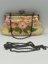 Butler & Wilson Small Sequinned &  Embroidered  Bag with Chain Strap- Pink