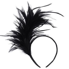 Lystaii 1920s Feathers Fascinator Headband 50s Prom Queen One Size, Black