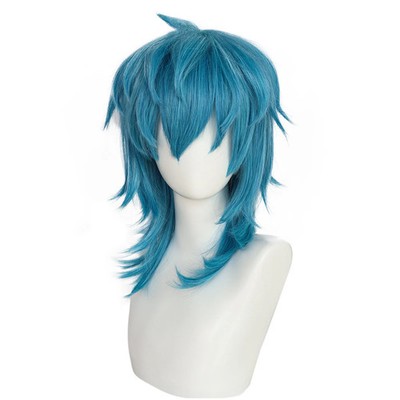 Synthetic Medium Length Straight Blue Sally Face Cosplay wig